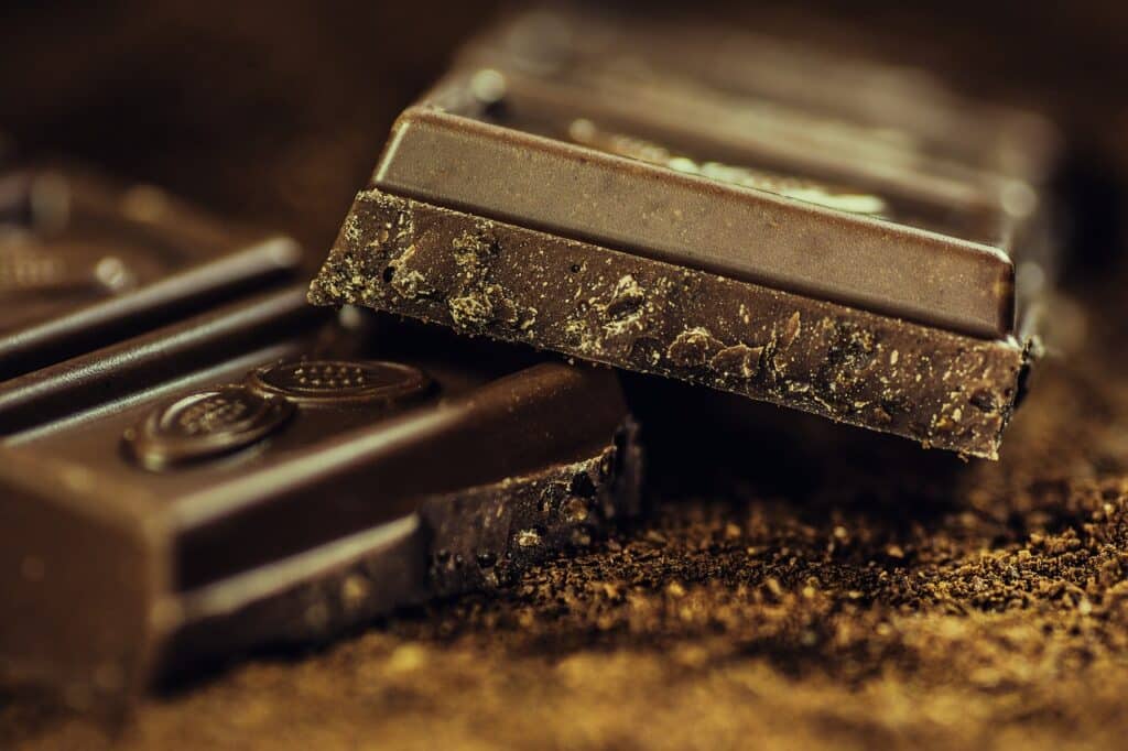 Stack of dark chocolate bars