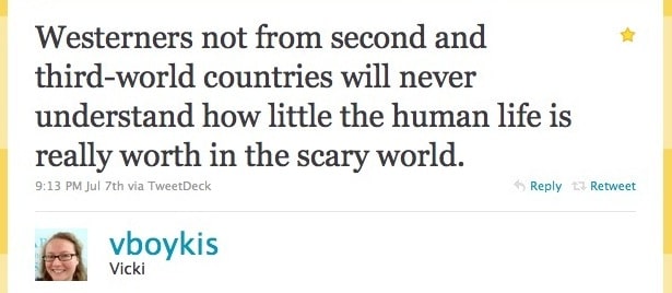 Tweet from @vboykis on what human life is worth